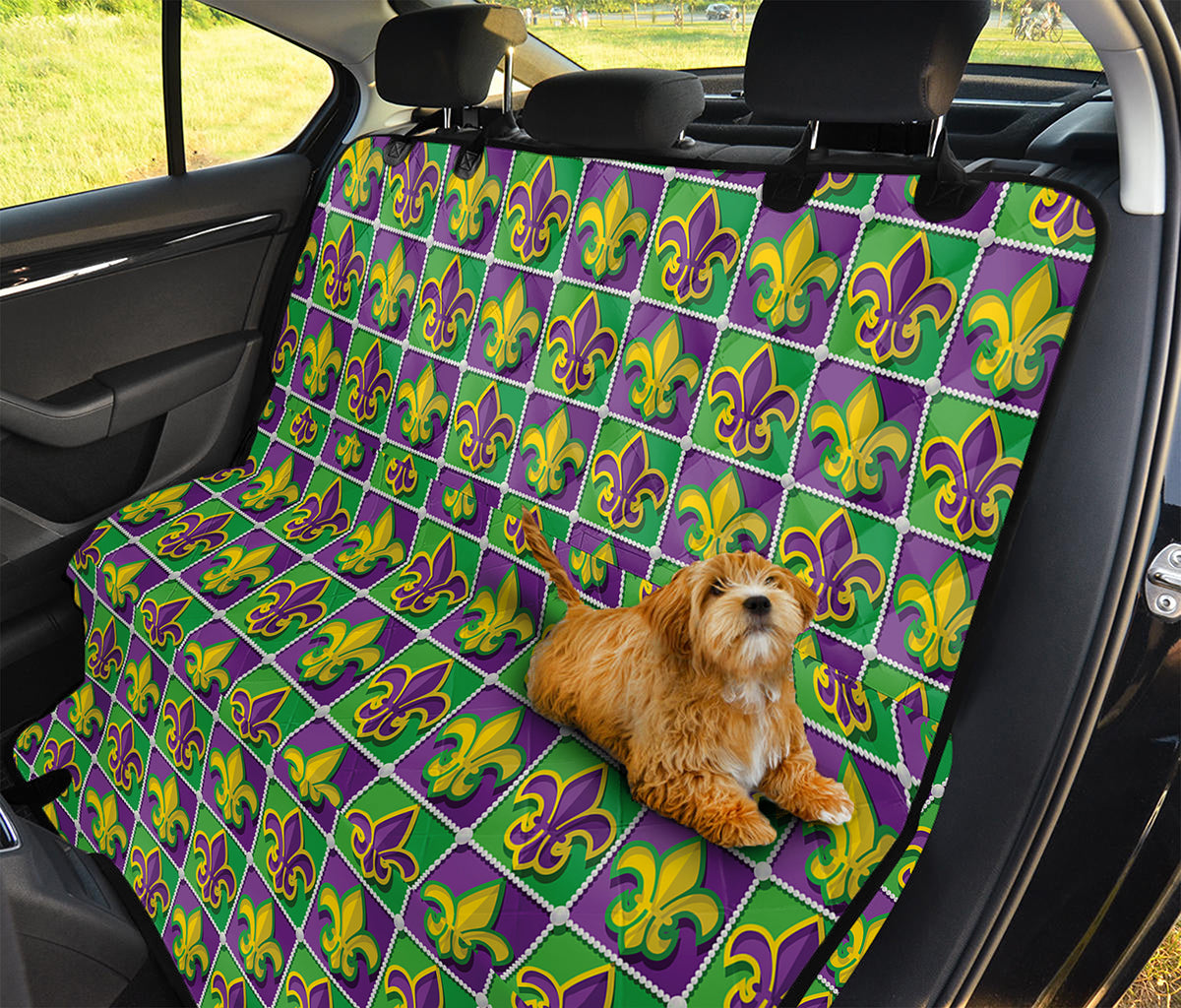 Mardi Gras Fleur De Lis Pattern Print Pet Car Back Seat Cover