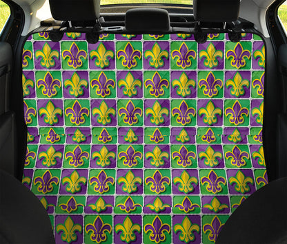 Mardi Gras Fleur De Lis Pattern Print Pet Car Back Seat Cover