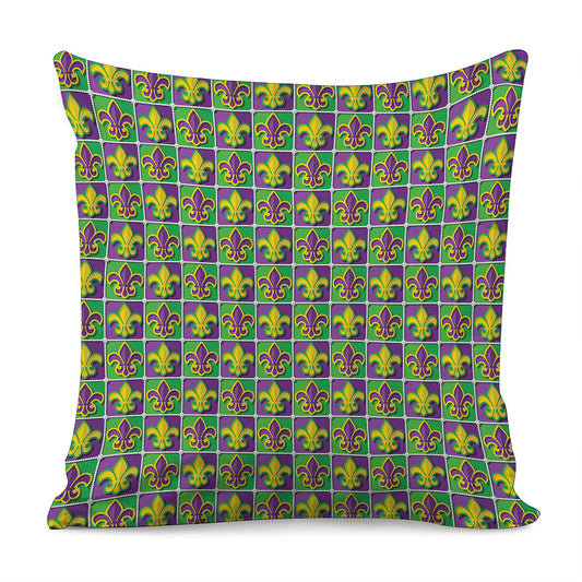 Mardi Gras Fleur De Lis Pattern Print Pillow Cover