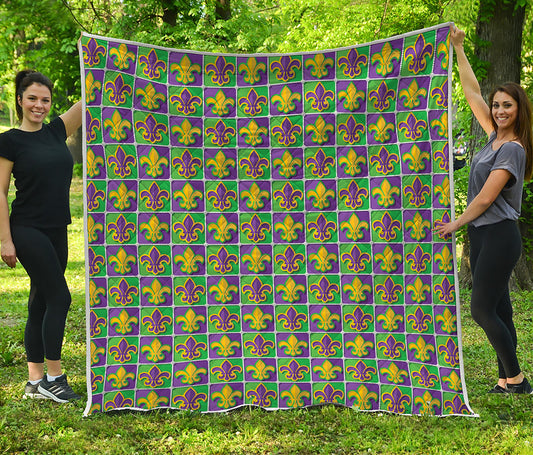 Mardi Gras Fleur De Lis Pattern Print Quilt