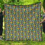 Mardi Gras Fleur De Lis Pattern Print Quilt