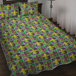 Mardi Gras Fleur De Lis Pattern Print Quilt Bed Set