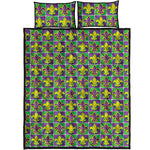 Mardi Gras Fleur De Lis Pattern Print Quilt Bed Set