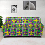 Mardi Gras Fleur De Lis Pattern Print Sofa Cover