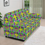 Mardi Gras Fleur De Lis Pattern Print Sofa Cover