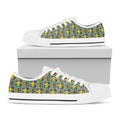 Mardi Gras Fleur De Lis Pattern Print White Low Top Sneakers