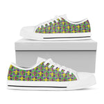 Mardi Gras Fleur De Lis Pattern Print White Low Top Shoes