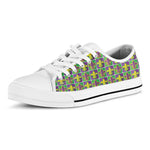 Mardi Gras Fleur De Lis Pattern Print White Low Top Shoes