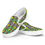Mardi Gras Fleur De Lis Pattern Print White Slip On Shoes