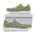Mardi Gras Fleur De Lis Pattern Print White Running Shoes