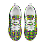 Mardi Gras Fleur De Lis Pattern Print White Sneakers