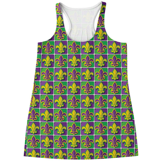 Mardi Gras Fleur De Lis Pattern Print Women's Racerback Tank Top
