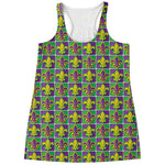 Mardi Gras Fleur De Lis Pattern Print Women's Racerback Tank Top