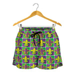 Mardi Gras Fleur De Lis Pattern Print Women's Shorts