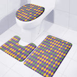 Mardi Gras Harlequin Pattern Print 3 Piece Bath Mat Set