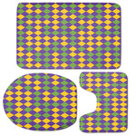 Mardi Gras Harlequin Pattern Print 3 Piece Bath Mat Set