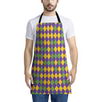 Mardi Gras Harlequin Pattern Print Apron