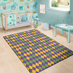 Mardi Gras Harlequin Pattern Print Area Rug