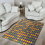 Mardi Gras Harlequin Pattern Print Area Rug