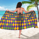 Mardi Gras Harlequin Pattern Print Beach Sarong Wrap