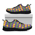Mardi Gras Harlequin Pattern Print Black Running Shoes