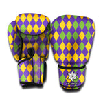 Mardi Gras Harlequin Pattern Print Boxing Gloves