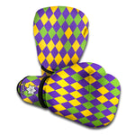 Mardi Gras Harlequin Pattern Print Boxing Gloves