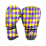 Mardi Gras Harlequin Pattern Print Boxing Gloves