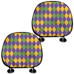 Mardi Gras Harlequin Pattern Print Car Headrest Covers