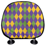 Mardi Gras Harlequin Pattern Print Car Headrest Covers