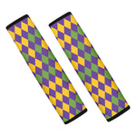 Mardi Gras Harlequin Pattern Print Car Seat Belt Covers