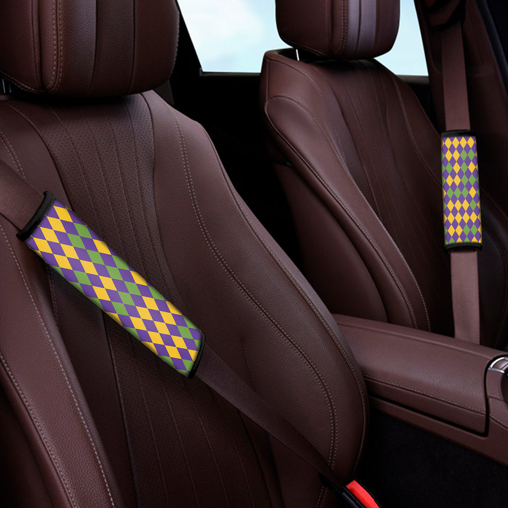 Mardi Gras Harlequin Pattern Print Car Seat Belt Covers