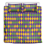 Mardi Gras Harlequin Pattern Print Duvet Cover Bedding Set