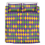 Mardi Gras Harlequin Pattern Print Duvet Cover Bedding Set