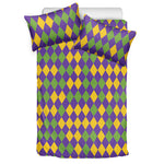 Mardi Gras Harlequin Pattern Print Duvet Cover Bedding Set