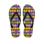 Mardi Gras Harlequin Pattern Print Flip Flops