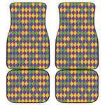 Mardi Gras Harlequin Pattern Print Front and Back Car Floor Mats