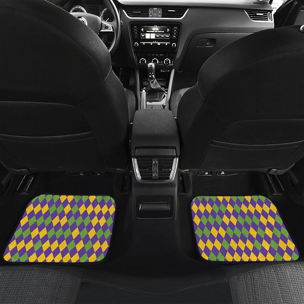 Mardi Gras Harlequin Pattern Print Front and Back Car Floor Mats