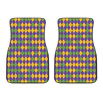 Mardi Gras Harlequin Pattern Print Front Car Floor Mats