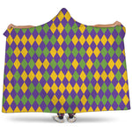 Mardi Gras Harlequin Pattern Print Hooded Blanket