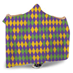 Mardi Gras Harlequin Pattern Print Hooded Blanket