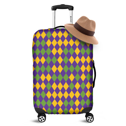 Mardi Gras Harlequin Pattern Print Luggage Cover