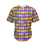 Mardi Gras Harlequin Pattern Print Men's Baseball Jersey