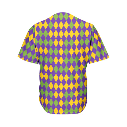 Mardi Gras Harlequin Pattern Print Men's Baseball Jersey