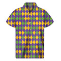 Mardi Gras Harlequin Pattern Print Men's Short Sleeve Shirt