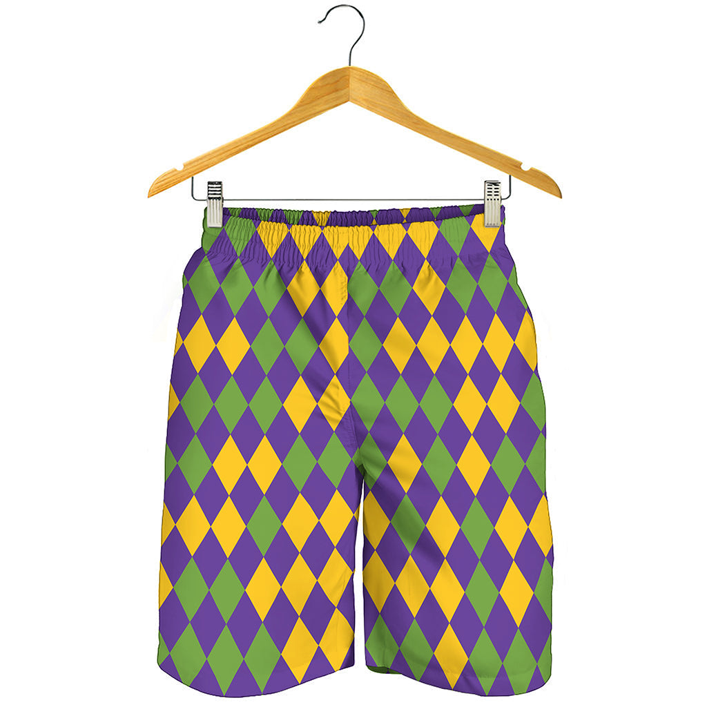 Mardi Gras Harlequin Pattern Print Men's Shorts