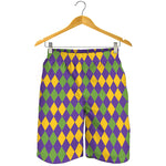 Mardi Gras Harlequin Pattern Print Men's Shorts