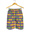 Mardi Gras Harlequin Pattern Print Men's Shorts