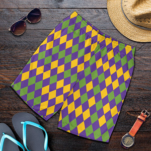 Mardi Gras Harlequin Pattern Print Men's Shorts