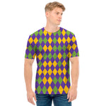 Mardi Gras Harlequin Pattern Print Men's T-Shirt